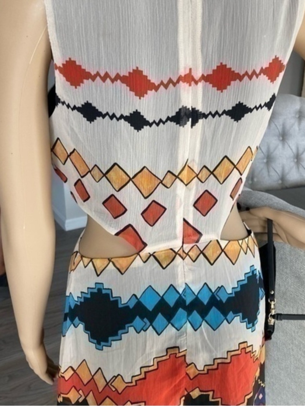 🌸 Zara Multicolor Geo Print Cutout Maxi Dress - Picture 3 of 12